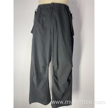 Wrinkled Loose Drawstring Workwear Pants